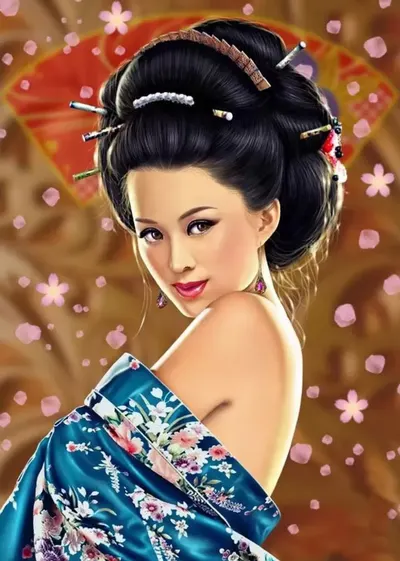 Pictură mozaic cu diamante MagicArt: Premium -Fată japoneză drăguță, 30 x 40 cm, cu mărgele rotunde + AB