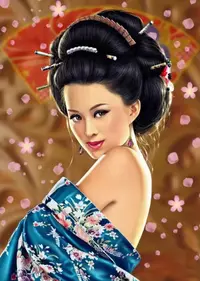 Pictură mozaic cu diamante MagicArt: Premium -Fată japoneză drăguță, 30 x 40 cm, cu mărgele rotunde + AB