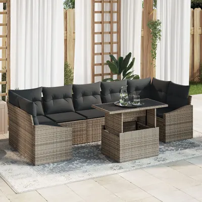 Gossi set de canapea de gradina cu perne gri poliratan
