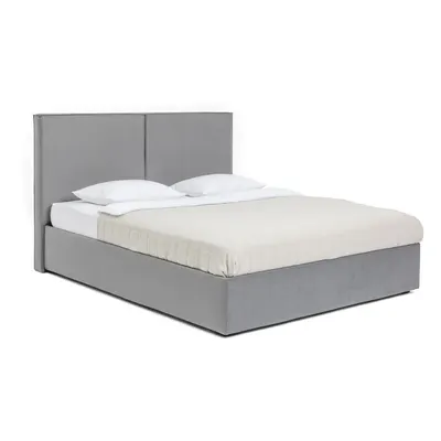Pat matrimonial gri tapițat cu spațiu de depozitare cu somieră 160x200 cm Thessa Bold – Bonami Selection
