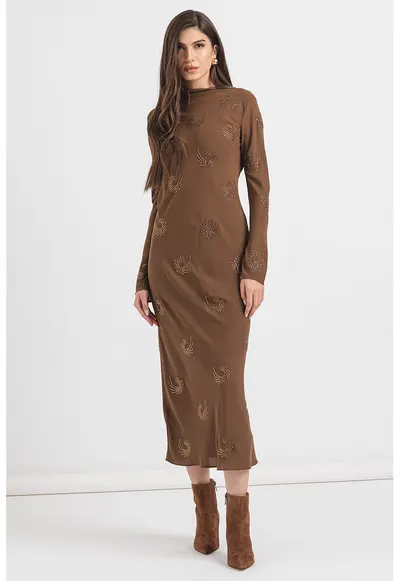 Rochie cu maneci lungi - Maro inchis