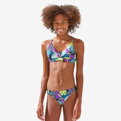 Bustieră de Baie Surf Triunghi Lizy 500 Negru Fete