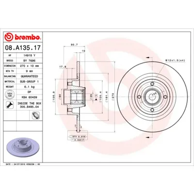 Disc frana BREMBO 08.A135.17