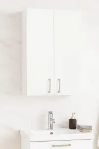 Dulap baie suspendat PROFI, 2 usi, alb, 45x21.5x68 cm