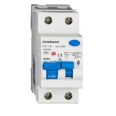 Intreruptor automat+dif. 1P+N, AMPARO 6kA, C 6A, 30mA, tip A