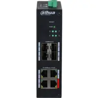 Switch 8 porturi (4xPoE) management Dahua HS4408-4ET-96, 4x 10/100 Mbps PoE, 4 SFP 1000 Mbps uplink, PoE watchdog