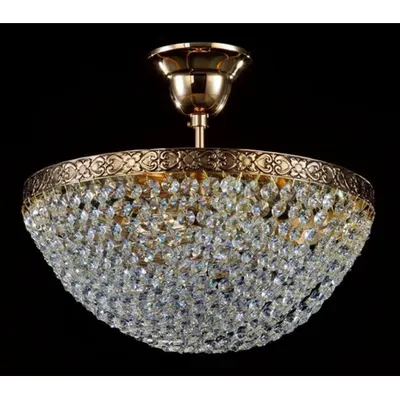 Candelabru Diamant Crystal Fabric,3 becuri dulie E27, 230V,L.30cm, H.27 cm,Auriu