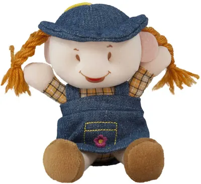 Păpușă moale Amek toys -Fata in denim, 12 cm