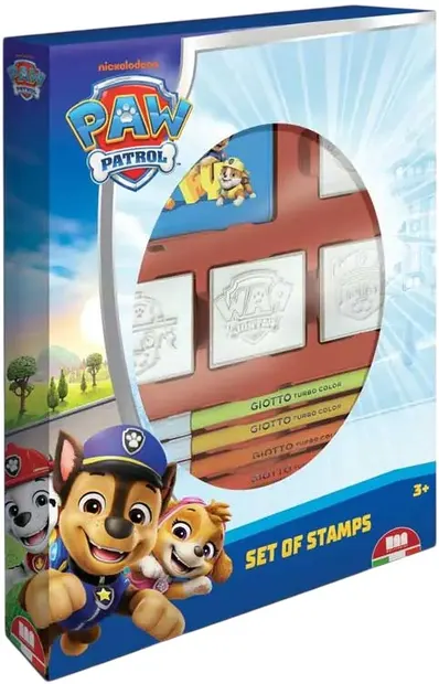 Set de ștampile Multiprint Paw Patrol - 4 bucăți, cu markere, albastre