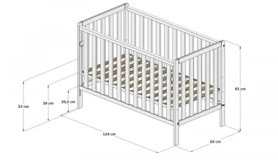 Patut din lemn si MDF pentru copii Nichiduta Bambi Cashmere cu laterala culisanta,roti cu blocare, vopsele ecologice pe baza de apa, margini rotunjite, dimensiuni interioare 120x60 cm