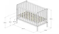 Patut din lemn si MDF pentru copii Nichiduta Bambi Cashmere cu laterala culisanta,roti cu blocare, vopsele ecologice pe baza de apa, margini rotunjite, dimensiuni interioare 120x60 cm
