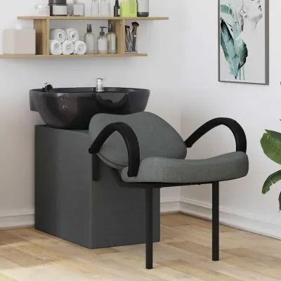 vidaXL Scaun pentru șampon Manual Gri Închis și Negru 136 x 60 x 92 cm