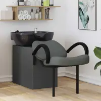 vidaXL Scaun pentru șampon Manual Gri Închis și Negru 136 x 60 x 92 cm