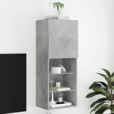 vidaXL Comodă TV cu lumini LED, gri beton, 40,5x30x102 cm