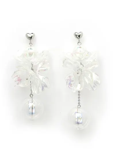 Cercei cu Mother of Pearl - Alb/Argintiu
