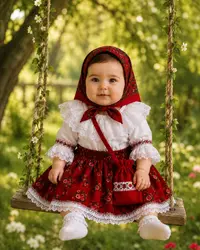 Costum Traditional Fetite 0-12 luni Model IX