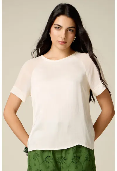 Bluza cu maneci raglan - Alb murdar