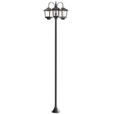 Outsunny Lampadar exterior solar cu 3 capete, lampadar pentru grădină, iluminare LED, senzor automat la apus și la răsărit, negru | Aosom Romania
