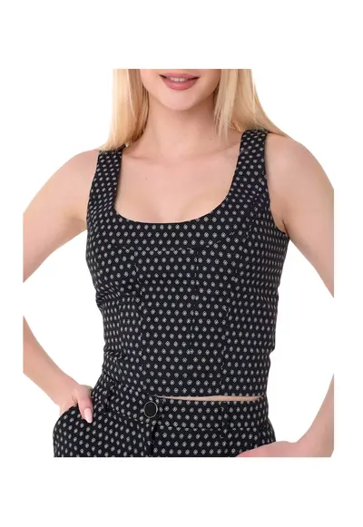 Crop top cu fermoar si decolteu patrat Eleni
