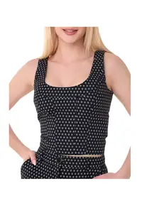Crop top cu fermoar si decolteu patrat Eleni -