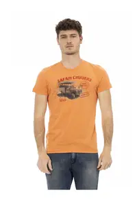 Tricou slim-fit cu decolteu la baza gatului si design - Portocaliu
