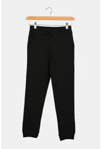 Pantaloni de trening de bumbac talie ajustabila - Negru