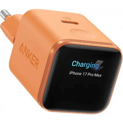 Incarcator Retea Anker Nano Display, 45W, 3A, 1 x USB-C, Portocaliu A121DGO1