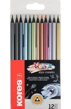 Set 12 creioane colorate. Style metallic