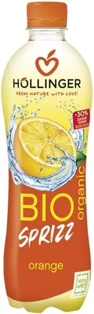 Băutură carbogazoasă organică cu portocală, 500 ml, Hollinger