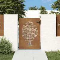 vidaXL Poartă de grădină 85x125 cm, oțel corten, design copac