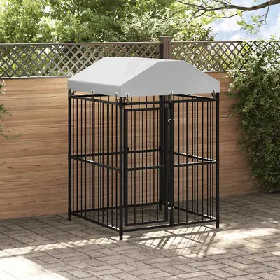 vidaXL Padoc pentru câini de exterior cu acoperiș, 120x120x150 cm