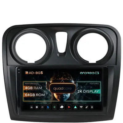 Navigatie 2K Dacia Logan Sandero, Android, S-Quadcore 4GB RAM + 64GB ROM, 9.5 Inch - AD-BGS90042K+AD-BGRKIT376