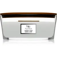 Woodwick Lavender & Cedar lumânare parfumată cu fitil din lemn (hearthwick) 453.6 g