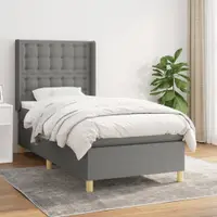 Gossi pat box spring cu saltea, gri inchis, 100x200 cm, textil