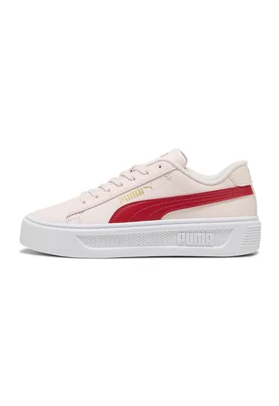 Pantofi sport Smash de piele cu insertii de piele ecologica - Rosu/Piersica