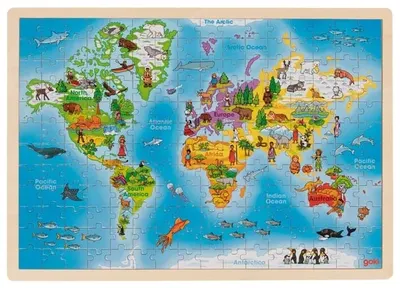 Puzzle din lemn Goki - Lumea