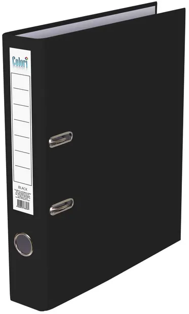 Dosar cu inele Colori - 8 cm, negru, cu cant metalic