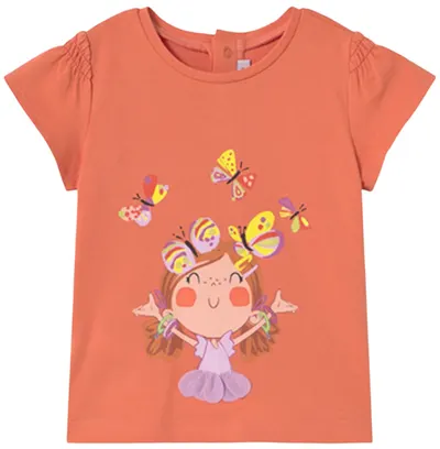 Tricou cu mânecă scurtă Mayoral - Cu broderie, portocaliu, 18 luni