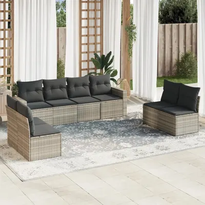 Gossi set mobilier de gradina cu perne, 8 piese gri deschis poliratan