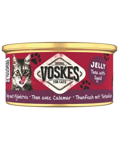 VOSKES Jelly Ton cu Calmar 85 g 100% ton cu calmar în aspic, hrană complementară pentru pisici