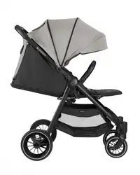 Carucior pentru copii KikkaBoo Sarah Grey 2023, 0-48luni pana la 22kg cu suspensii,spatar reglabil cu pozitie somn,Maner din piele ecologica,tavita,husa de ploaie,husa picioare si suport pahar incluse