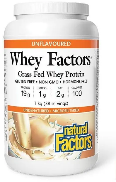 Whey Factors Grass Fed Whey Protein, 1 kg, Natural Factors
