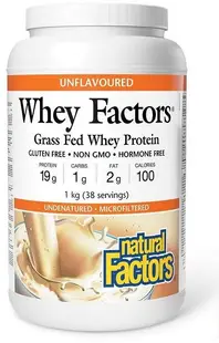 Whey Factors Grass Fed Whey Protein, 1 kg, Natural Factors