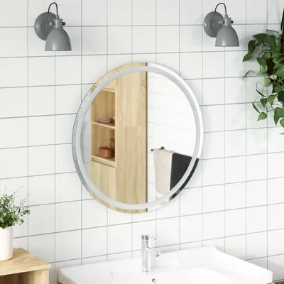 vidaXL Oglindă de baie cu LED Transparent Ø 70 cm sticlă securizată