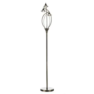 Lampadar de podeaLuther 3 Light Floor Lamp Antique Brass Crystal