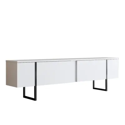 Comoda TV LUXE, alb + negru, 180x30x50 cm