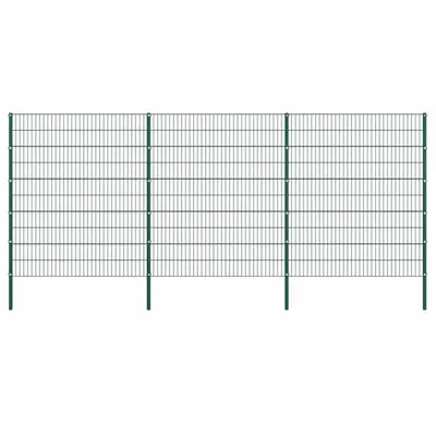 vidaXL Panou de gard cu stâlpi din fier, verde, 522x200 cm