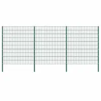 vidaXL Panou de gard cu stâlpi din fier, verde, 522x200 cm