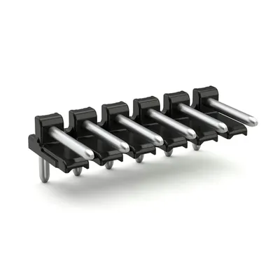 Solder pin strip; 1.0 mm Ø solder pin; angled; Pin spacing 3.5 mm; 10-pole; black