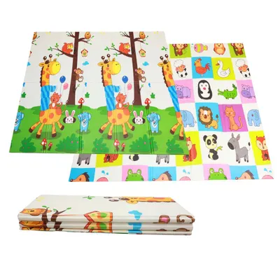 Bebeluși Fitness Covor de Joacă Pliabil 200x180x1 cm Animale Girafă Multicolor